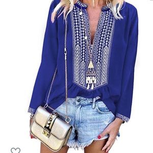 💙Blue💙long sleeved boho blouse💙